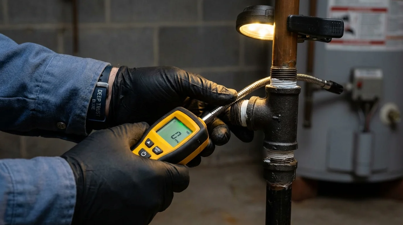 Gas leak detection with electronic sniffer by Johns Plumbing LLC in Leola