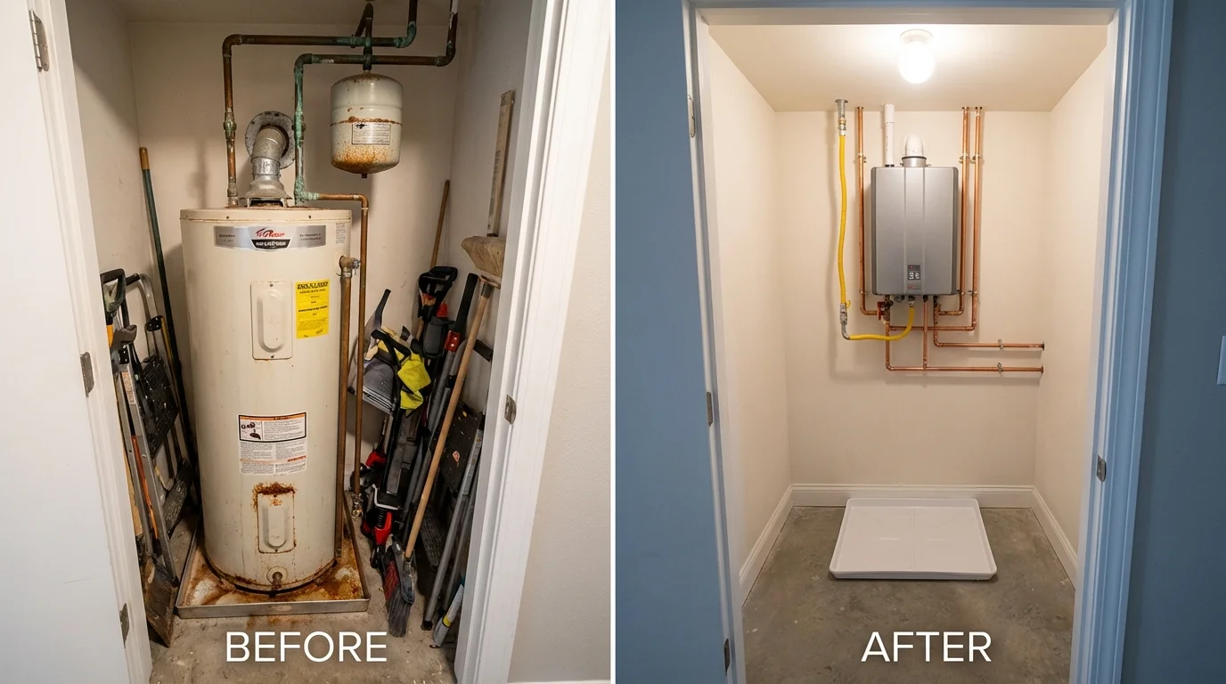 Tank water heater versus wall-mounted tankless unit comparison for Leola, SD homeowners